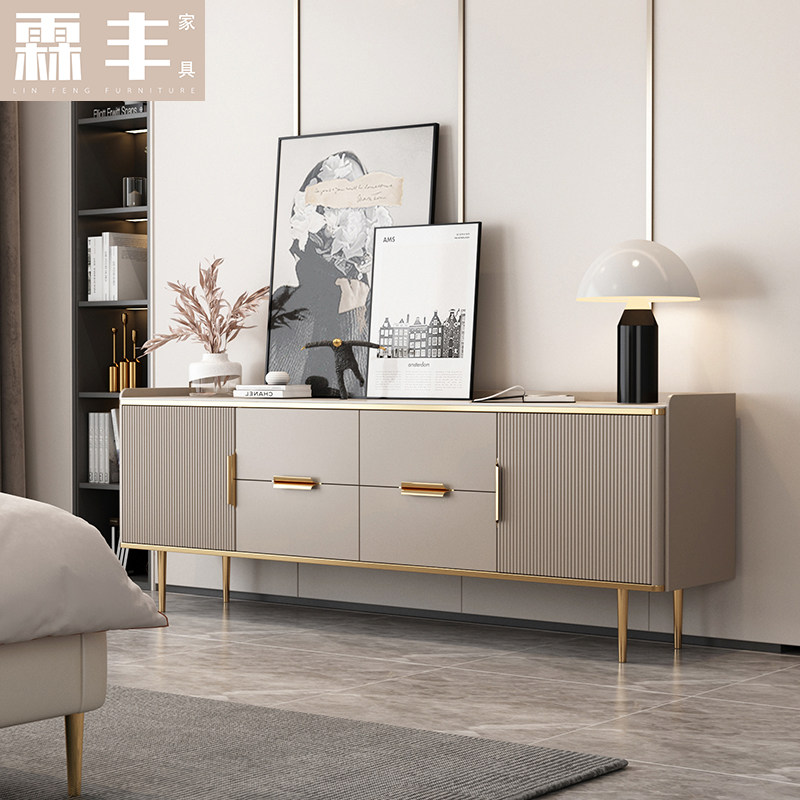 Light extravagant bedroom TV cabinet rock plate plus high master bedroom with bed tail storage modern extremely simple solid wood leaning against wall horizontal door hall cabinet