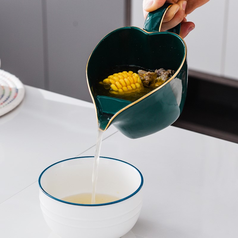 Ceramic Grease Trap Soup oil separator Moon Drink Soup to oil Soup Skimming Oil separation Oil Bowl Soup Pot Household Light Lavish