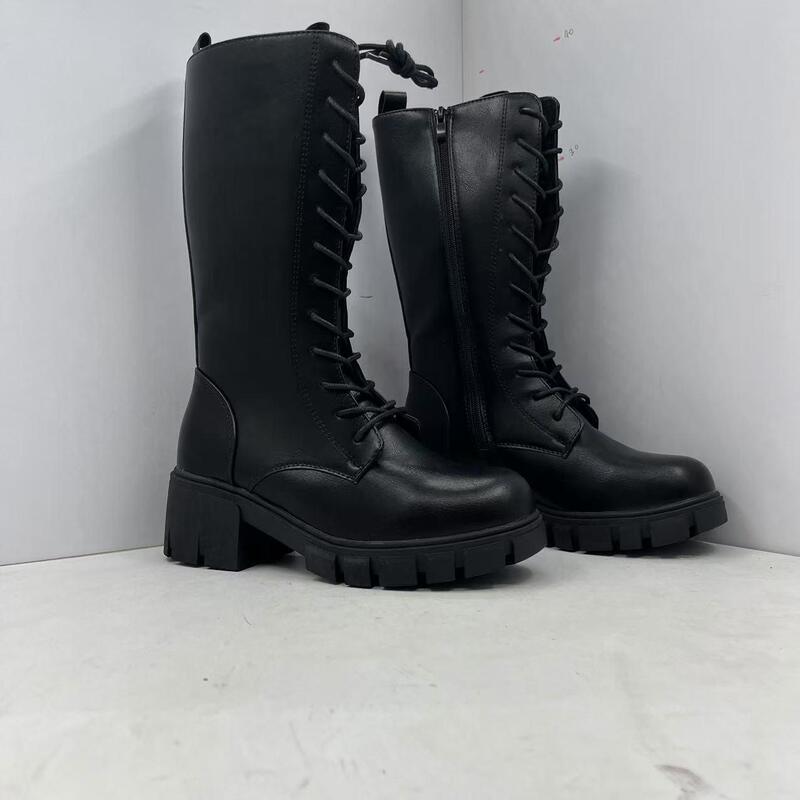 Women's Boots 2024 Autumn and Winter New Style Thick-Heeled Long Boots Factory Store Elegant Black Boots Warm and Casual