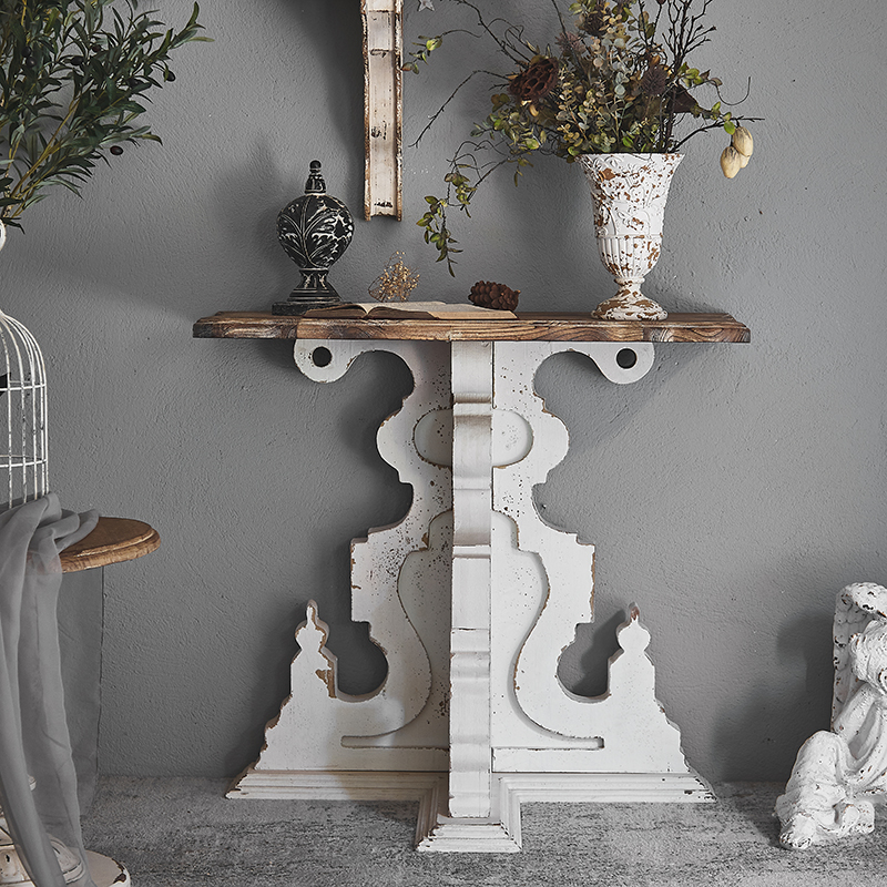 Retro American porch table solid wood porch table small case old storage table wall narrow table flower rack rack