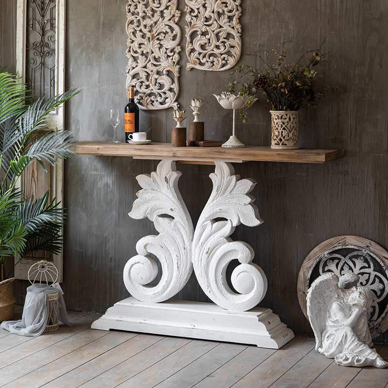 Retro American porch table solid wood porch table strip case long wall side narrow table creative decoration table flower rack rack