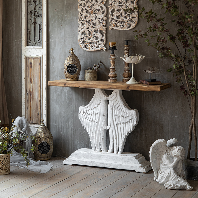 Retro American porch table solid wood porch table strip case long wall narrow table coffee shop photography decoration shelf