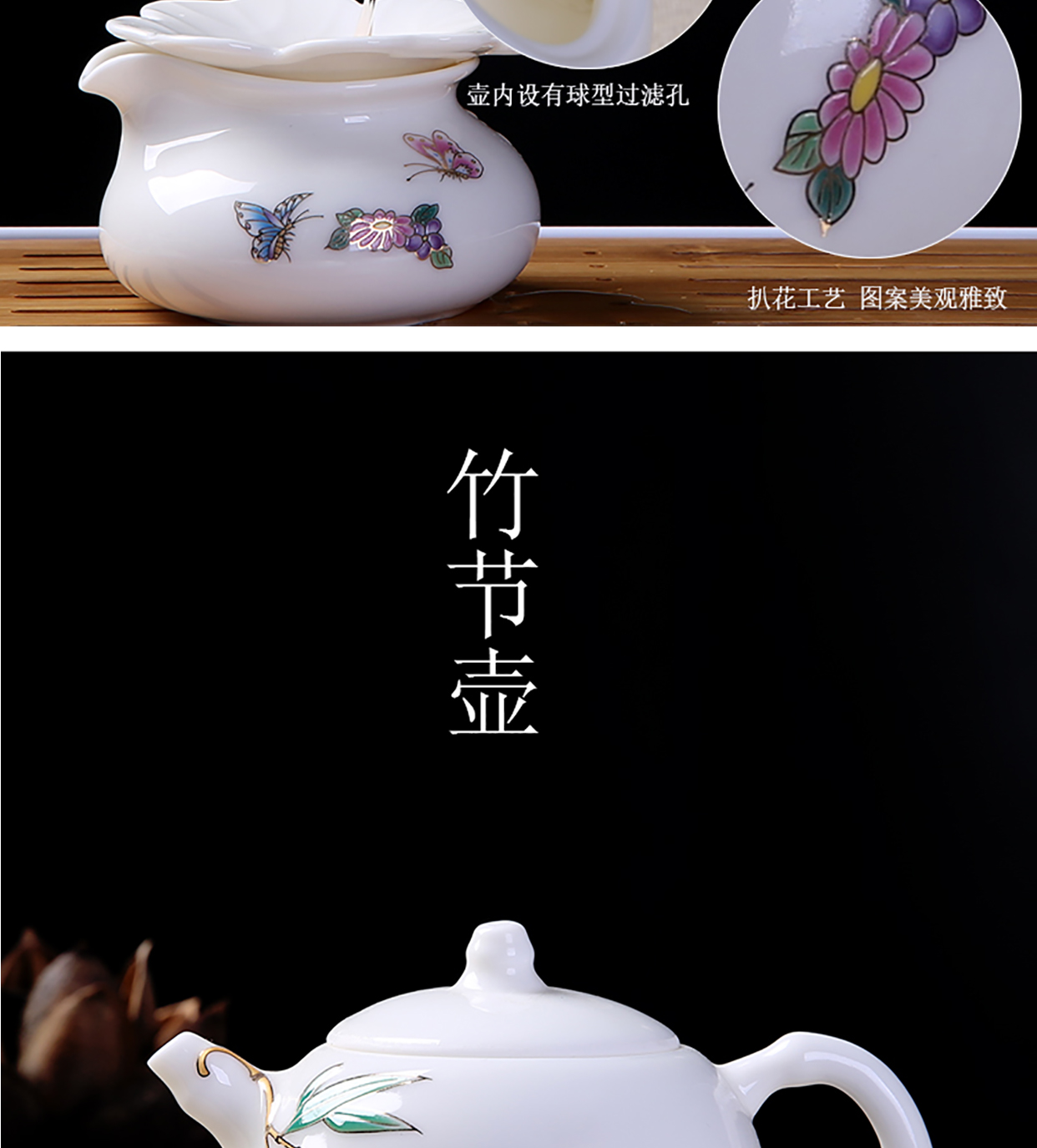 Dehua white porcelain teapot home tea ware Japanese small and pure and fresh filtering heat - resistant ceramic kung fu xi shi single pot of tea