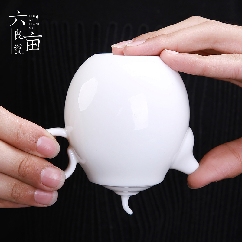 White porcelain ceramic teapot tea kettle suet jade single pot home tea kungfu tea jade porcelain tea set