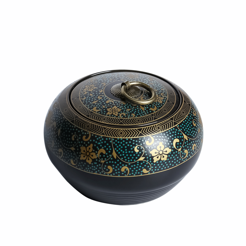 Caddy fixings temmoku lamp that obsidian black tea Caddy fixings household creative storage POTS sealed as cans ceramic POTS