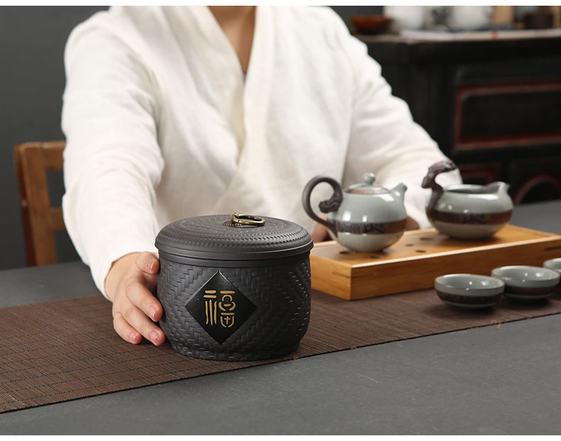 Violet arenaceous caddy fixings to large - sized ceramic POTS puer tea household moisture storage tank sealing as cans and POTS