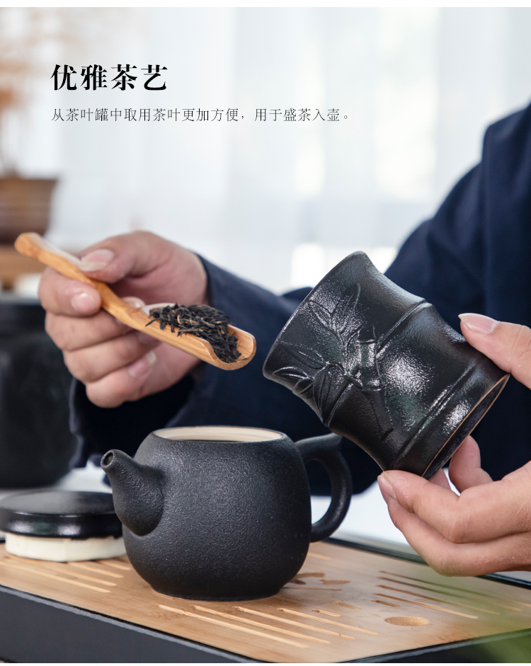 Corrugated black ceramic seal size box of storage tank pu 'er tea caddy fixings portable storage POTS tea accessories