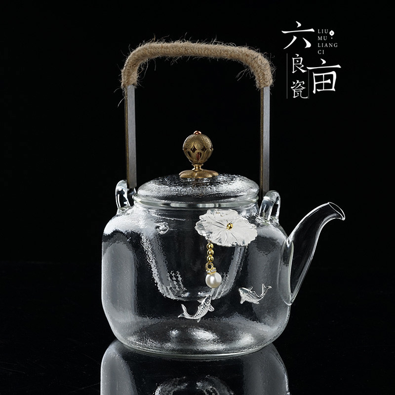 Glass square single pot cooking teapot set of high temperature resistant built-in filter tea tea set for domestic burning water pot