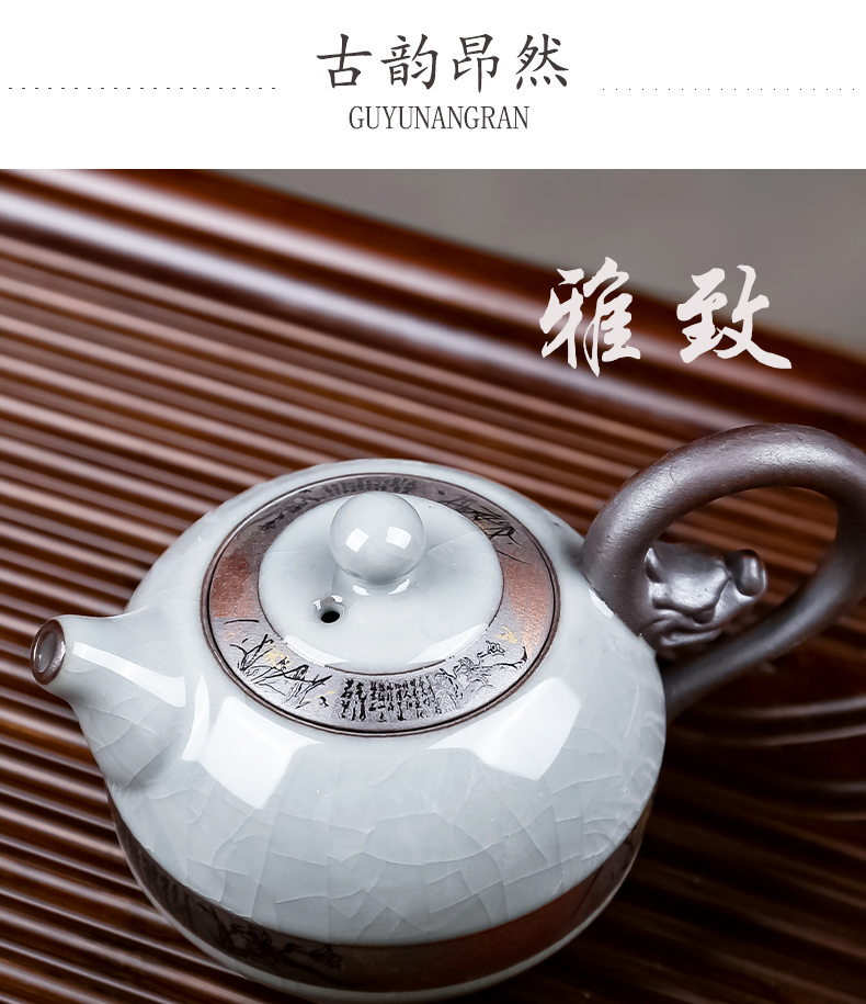 Slicing dragon ceramic teapot elder brother elder brother up with up with dragon teapot creative clivia pot body printing kung fu tea set