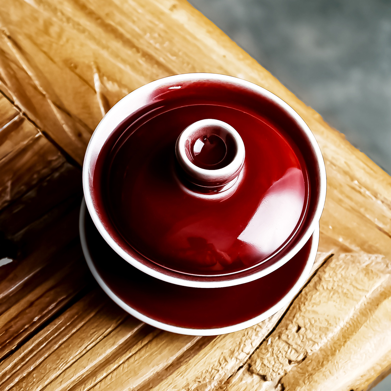 Bowl is ruby red glaze three tureen ceramic tea set all hand only kung fu tea tea tureen master cup by hand