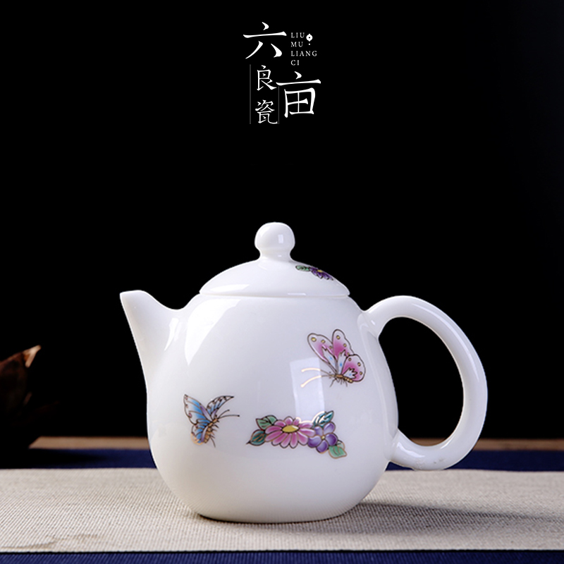 Dehua white porcelain teapot home tea ware Japanese small and pure and fresh filtering heat - resistant ceramic kung fu xi shi single pot of tea