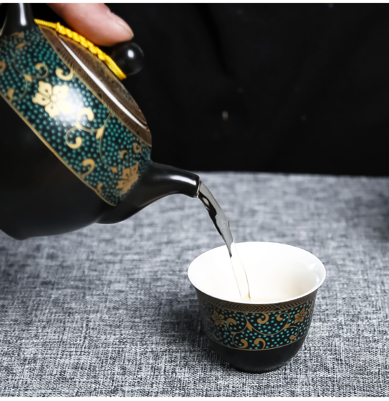 Tea set ji blue glaze ceramic Tea set the teapot household running technology by a complete set of kung fu Tea set the see colour of blue and white porcelain teapots