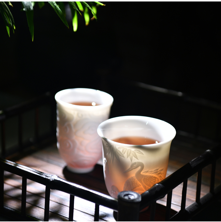 Dehua white porcelain sample tea cup personal master cup single CPU ceramic tea set pure manual large - sized kung fu tea cups