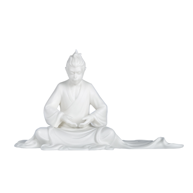 Zen Monkey King furnishing articles white Monkey Monkey manual its handicraft ceramic tea pet car move