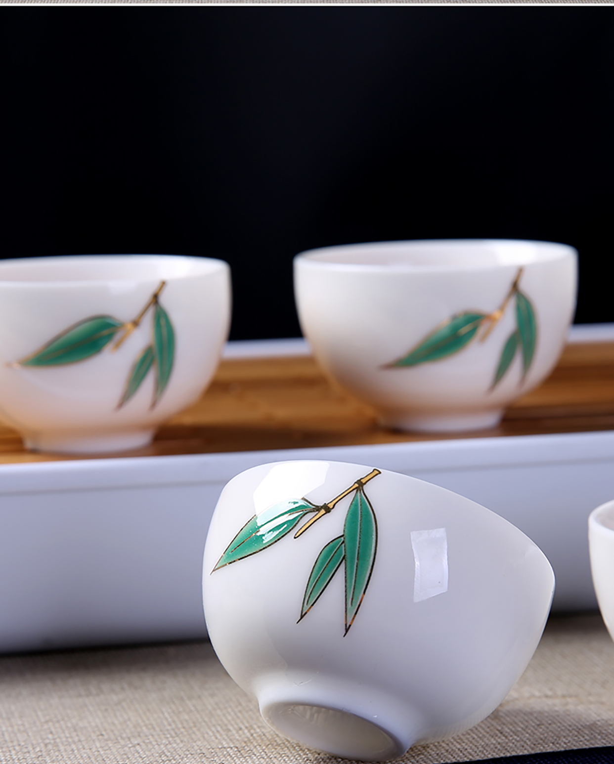 Japanese dehua white porcelain tea set kung fu tea set the whole set of teapot teacup tureen contracted household modern