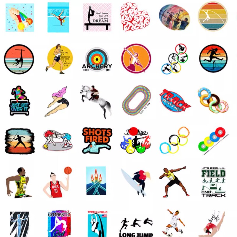 Sports Meeting Stickers Sports Event Stickers Water Cup Towel Label Stickers 50 Pieces