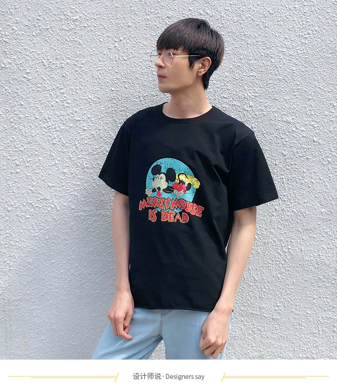 Allgender Chang Xiaohui In Không Thường Xuyên Không Tay Vest Hợp Thời Trang Ngắn Tay Áo T-Shirt Couple Tops Triều