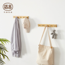 Orange house modern simple coat rack Living room bedroom wall hanger Bamboo solid wood cloakroom hanging hook shelf