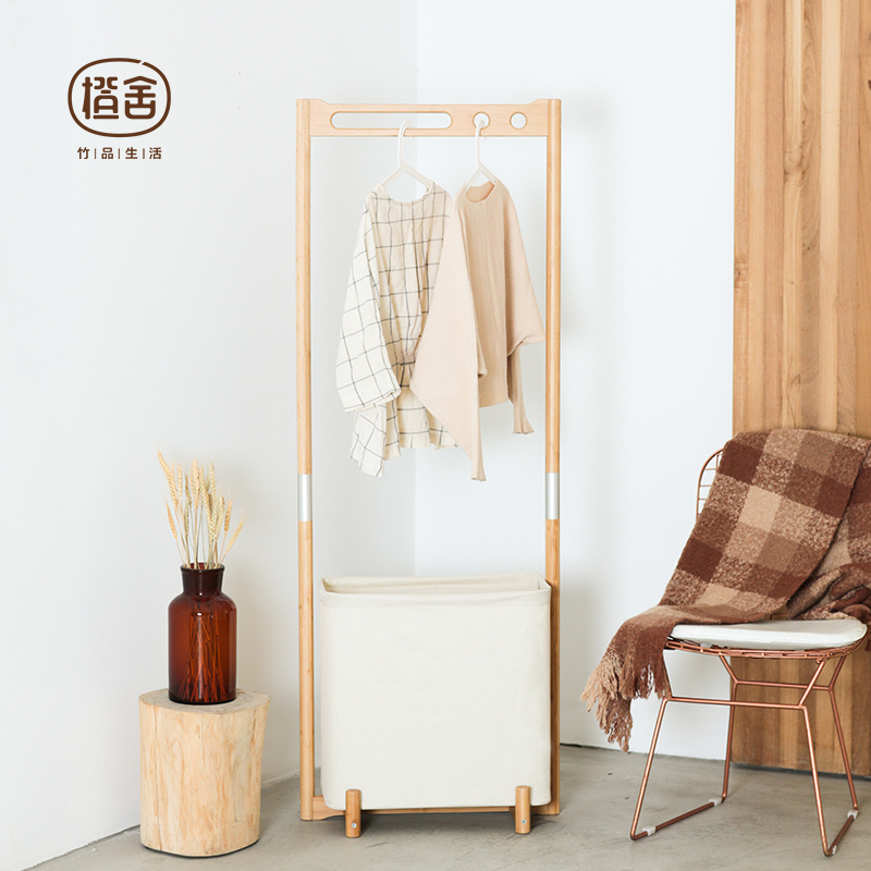 Orange House Original Bamboo Solid Wood Clothes Rack Floor Clothes