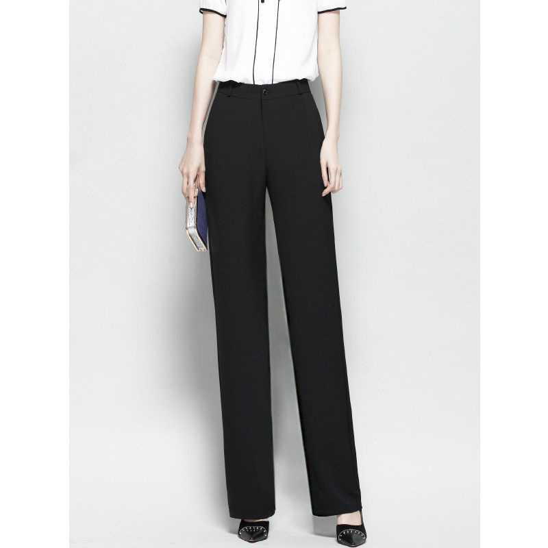 Summer ultra-thin tall 175 loose casual straight-leg pants lengthened black narrow version wide-leg pants with a sense of vertical trousers