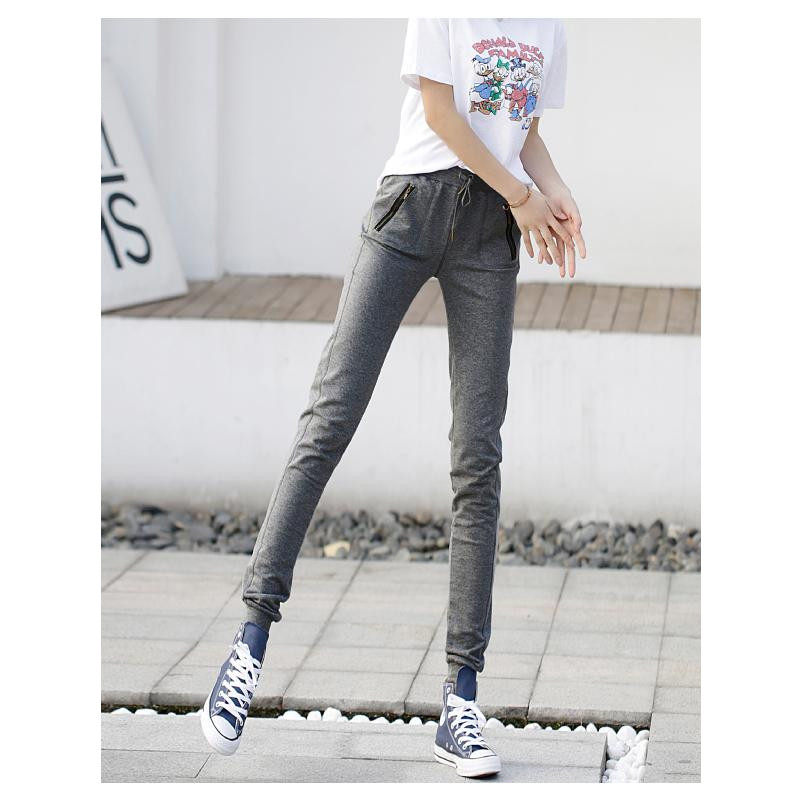 Spring Autumn Long Legs Tall Sub Casual Thick Cotton Pants Lengthened Women's Pants Pull Chain Running Fitness Narrow Stomp Sports Pants 170 Splicing