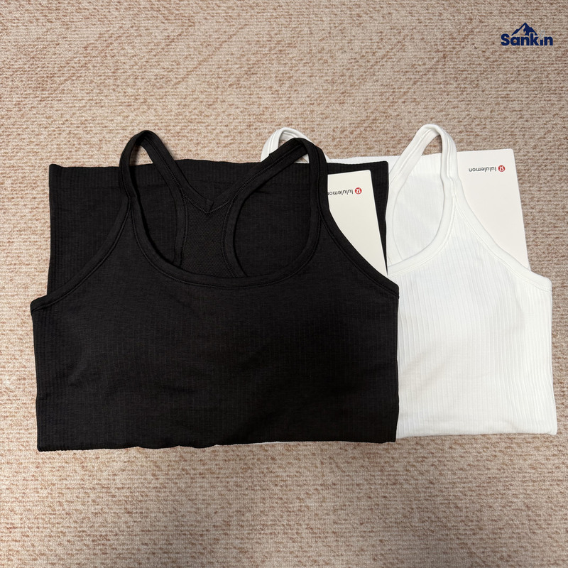 Domestic In-Stock Lululemon Ebb to Street Tank Yoga Vest with Chest Pads and Ribbed Base Layer