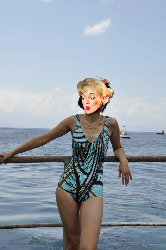 Maryan Mehlhorn mới của Đức khách mời có độ đàn hồi cao Lycra áo tắm một mảnh đệm ngực cổ chữ V - Bộ đồ bơi One Piece