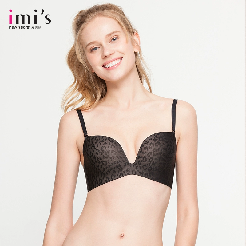 IMIS Aimei Đồ lót Sexy Leopard In Underwire Bra Làm dày áo ngực nhỏ - Áo ngực không dây