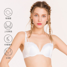 Бюстгальтер 爱慕爱美丽内衣小胸聚拢显大蕾丝红品纯色3/4中厚文胸im11apt1
