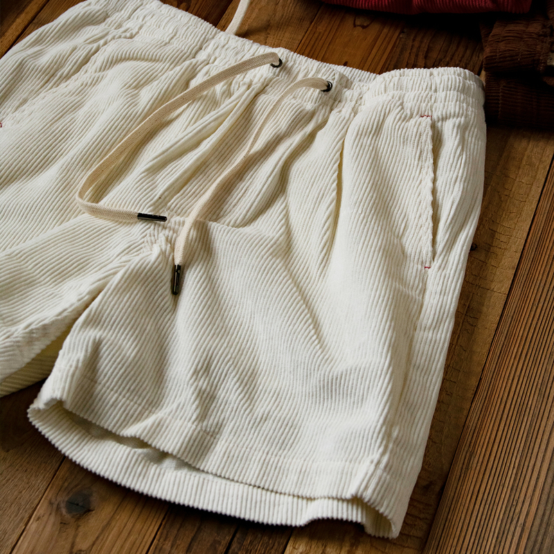 100% Cotton Corduroy 300g Heavy-Duty Ribbed Sports Shorts for Men and Women, American Retro Washed Summer Casual Pants