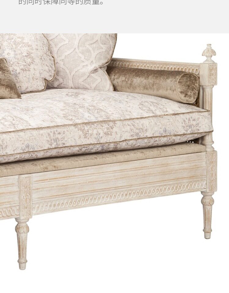 товар из китая 美式实木布艺沙发三人组合小户型客厅法式复古编藤沙发床抽拉两用 Li Jia craftsman