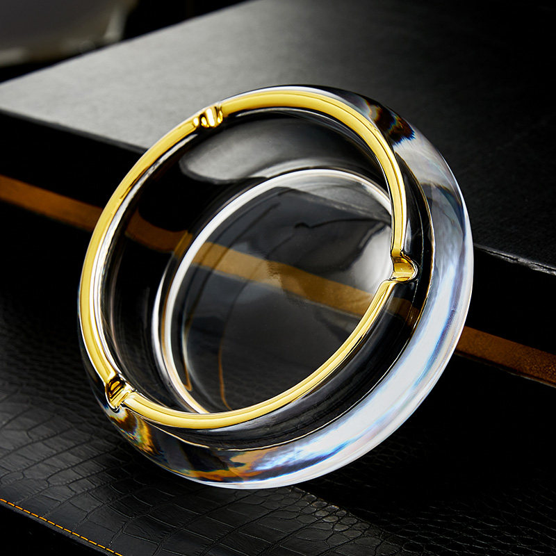 High-end light luxury crystal glass ashtray home living room office size cigar dish creative personality