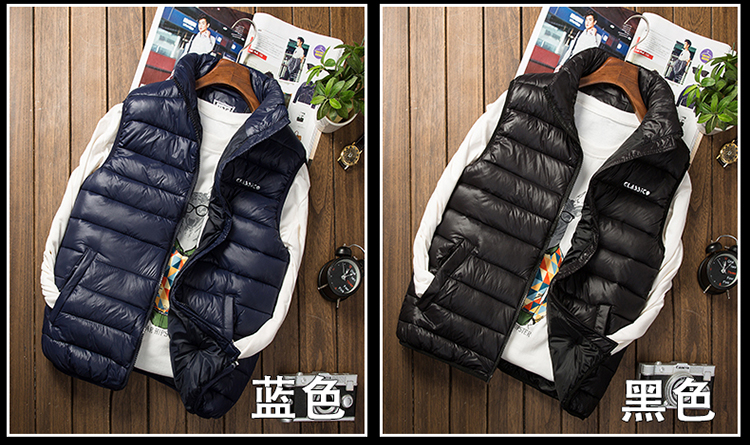 Mùa thu đông mới giản dị xuống áo vest cotton cộng với phân bón XL không tay áo vest nam gió vest ấm áp áo lông vũ