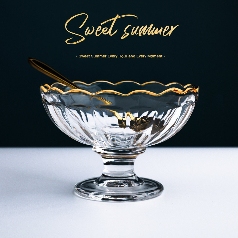 Eurostyle Phnom Penh Glass Cup Creative Ice Cream Cup Dessert Milkshake Cup Home High Foot Ice Cream Cup Ice Cream Mug Cup