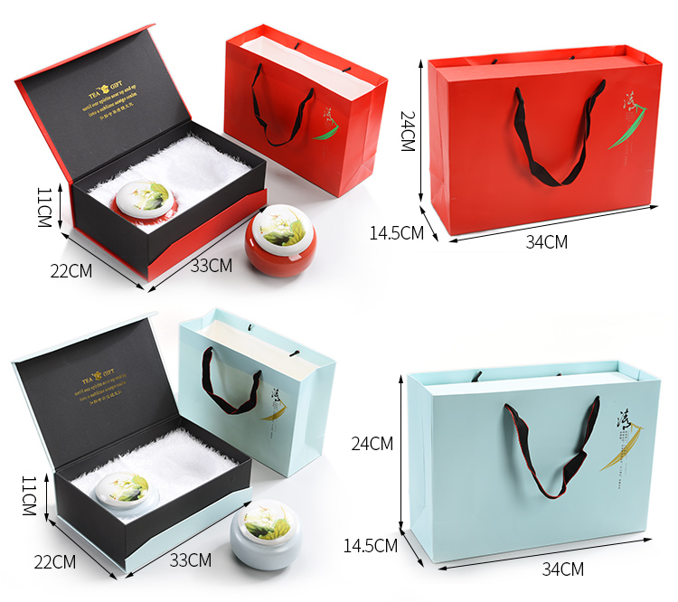 Tea packaging gift box empty box on the new gm in half jins of green Tea, red Tea pot of ceramic seal pot double tank