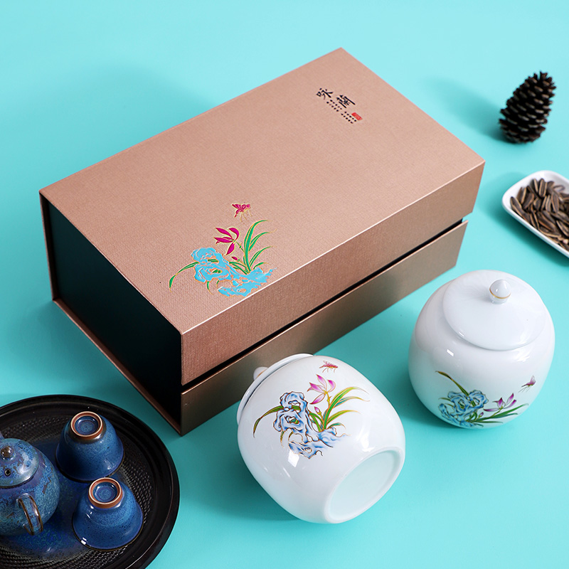 Tea packaging gift box empty the new gm in half jins of green Tea, red Tea pot of ceramic seal pot double pot of custom