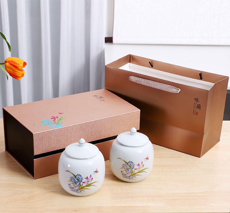 Tea packaging gift box empty the new gm in half jins of green Tea, red Tea pot of ceramic seal pot double pot of custom