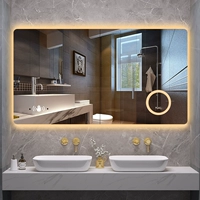 Освещение умного зеркального лампа для ванной светодиодное зеркало с сенсорным экраном Bluetooth Anti -Ffog, ручная стена зеркала