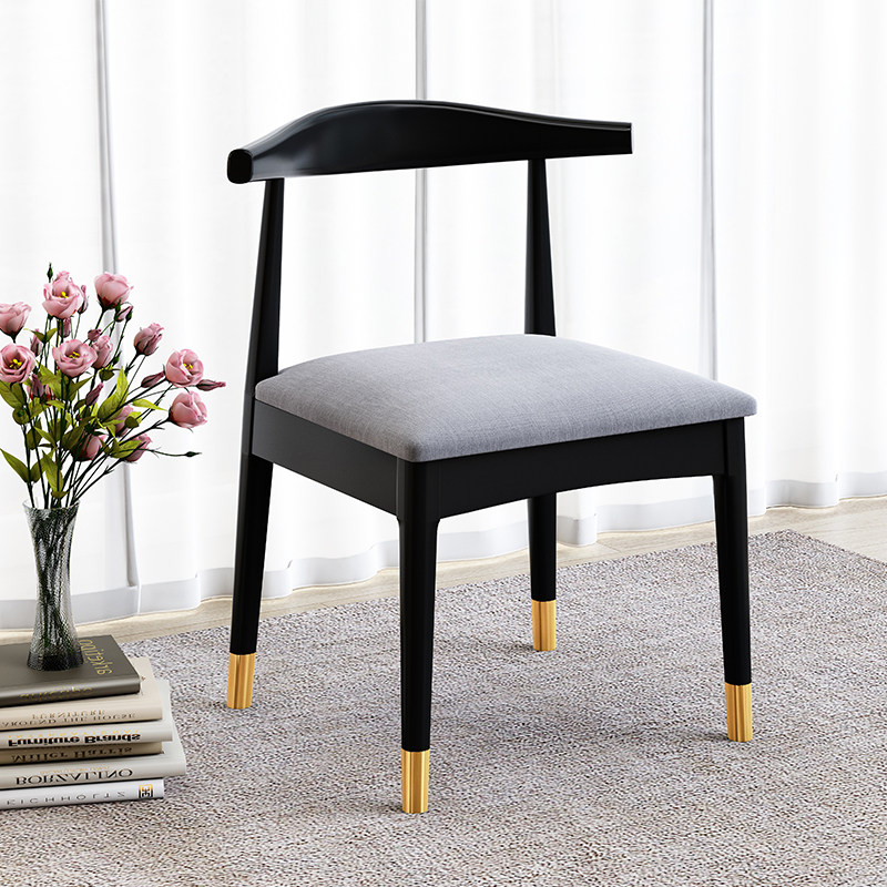 Solid wood dining chair with copper cover home dining table chair backrest modern computer desk desk chair Nordic leisure chair