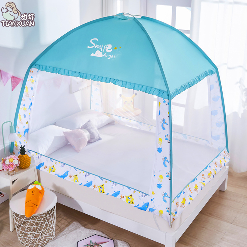 Bed nets 1 5m beds encrypted with bottom Mongolian bag children cartoon baby anti-fall 1 8 m bed 1 2 m laser-textured account