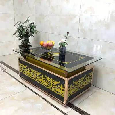 Customized KTV luminous coffee table entertainment club bar box coffee table household stainless steel tempered glass Square Coffee Table