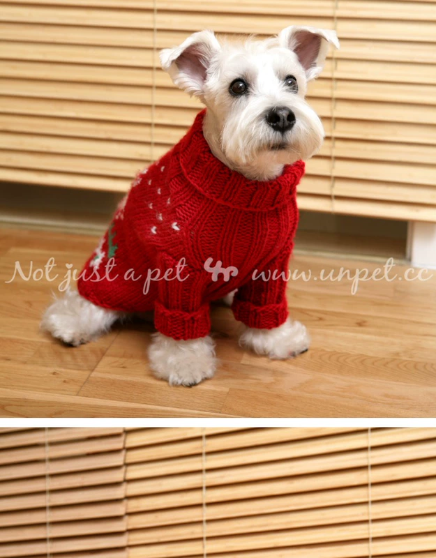 UNPET Breguet Pet Dress Dog Quần áo phổ biến dài tay cao cổ áo Giáng sinh Fawn đỏ Teddy đan áo len - Quần áo & phụ kiện thú cưng