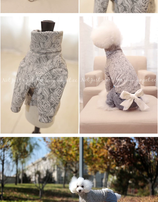 UNPET Breguet Dog Teddy Trang phục Xám Double Jacquard Base áo ba lỗ trắng hồng cao cổ áo dài - Quần áo & phụ kiện thú cưng áo yếm cho mèo