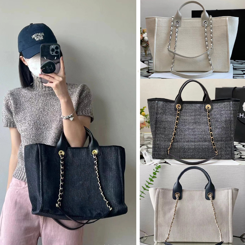 New Style Chanel Beach Bag, Large Capacity Canvas Mommy Bag, Tote Bag, Shopping Bag, Single Shoulder Chain Handbag, Travel Bag New Style Chanel Beach Bag, Large Capacity Canvas Mommy Bag, Tote Bag, Shopping Bag, Single Shoulder Chain Handbag, Travel Bag