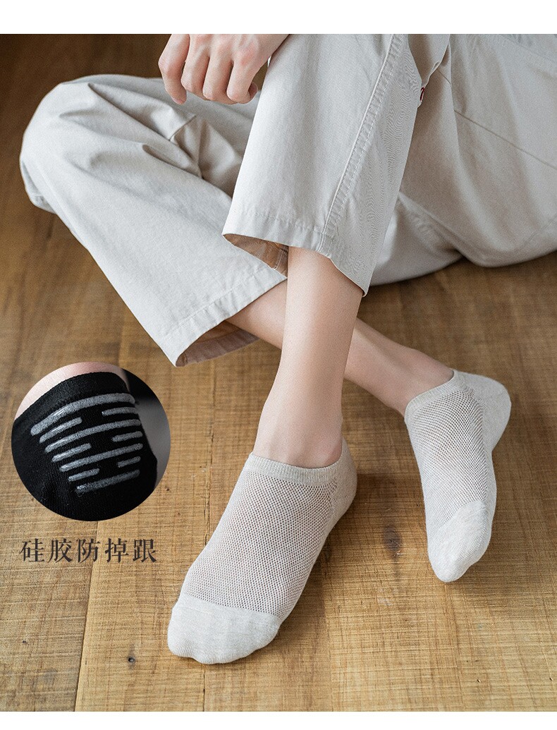 Socks Men's Invisible Socks Pure Cotton Short Socks Summer Thin hollow mesh Mesh Sweat-absorbing Deodorant No to Shallow Mouth Invisible Short Socks