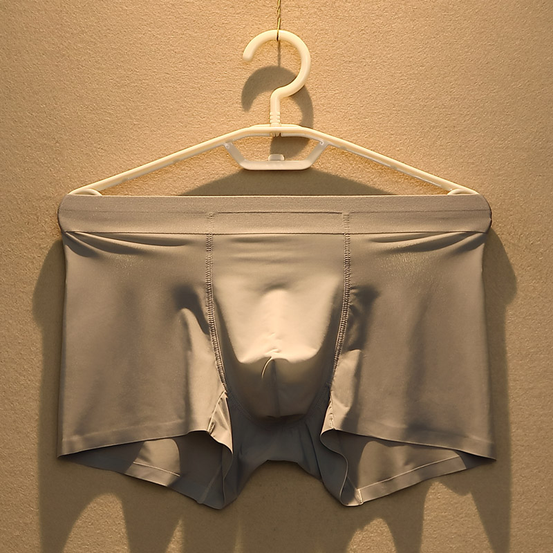 Ice silk men's underpants male ultra-thin No marks in style cool and breathable four-corner pants comfortable mid-waist four-corner shorts head