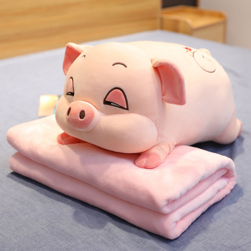 Cute Pig Sleeping with Pillow Quilt Duet Nap Groveling Groveling Pillow Headbed Backrest Bed Leaning Against Ram leg Long Strip Pillow Woman