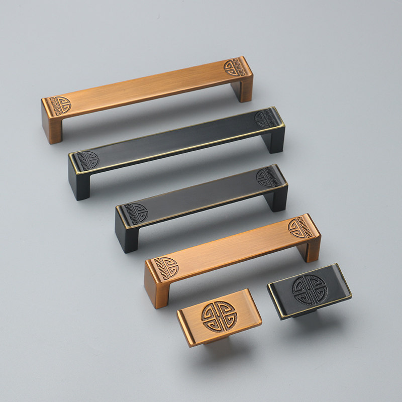 Modern new Chinese cabinet door handle overall cabinet wardrobe shoe cabinet door handle yellow ancient bronze black drawer American handle