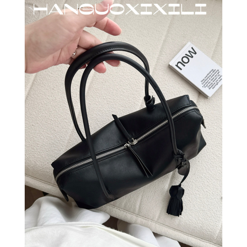 Korean Sicily Long-Termism 2026 New Vintage Vegetable-Tanned Leather Boston Pillow Bag Women's Shoulder Bag Korean Sicily Long-Termism 2026 New Vintage Vegetable-Tanned Leather Boston Pillow Bag Women's Shoulder Bag