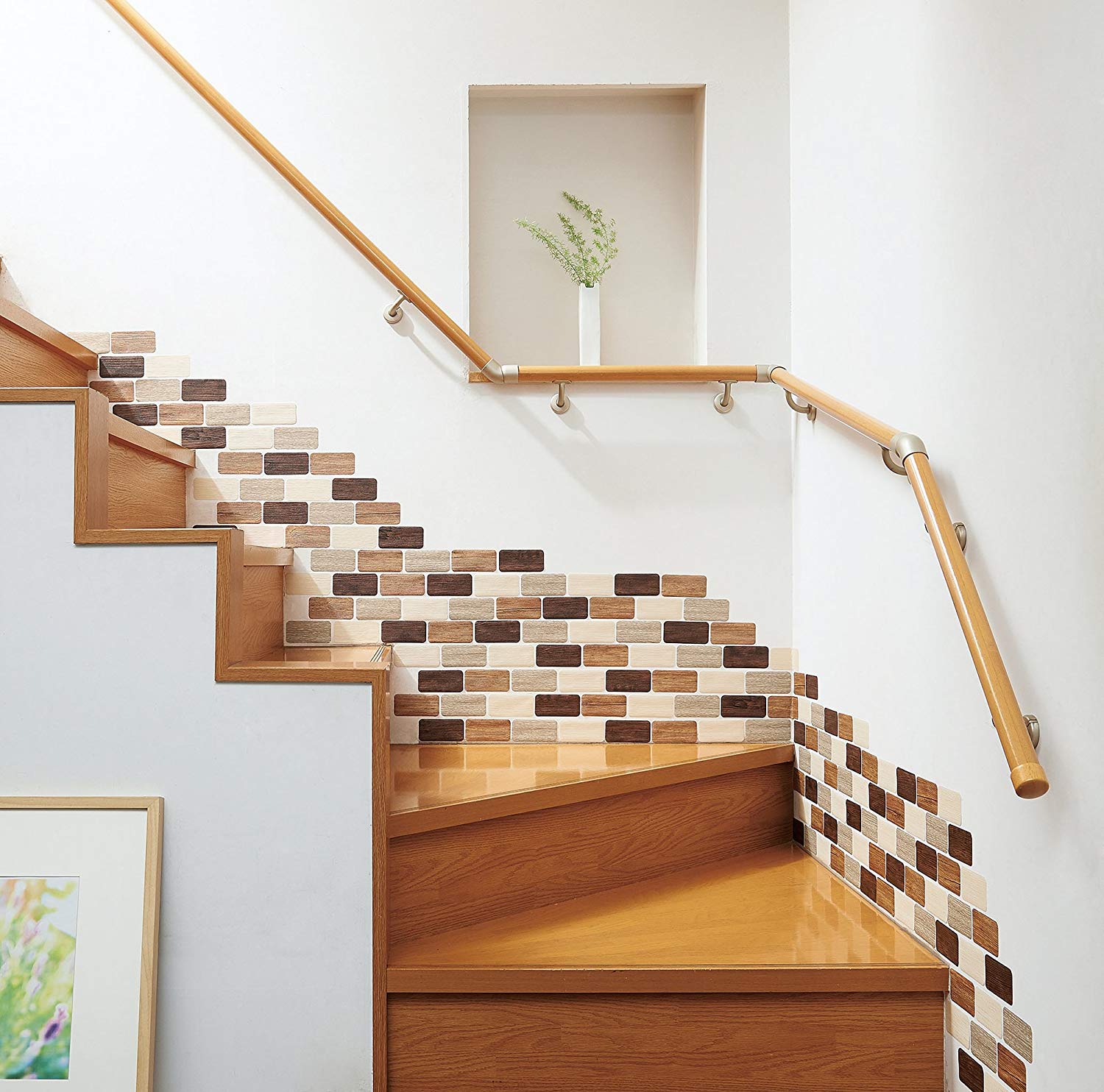 Japan concave and convex three-dimensional imitation wood grain wall sticker Decorative tile sticker DIY anti-fouling wall sticker